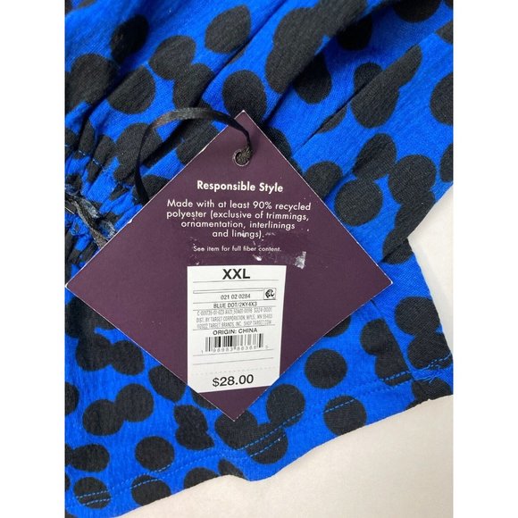 -New Ava & Viv Women's Long Sleeve Sweetheart Knit Blouse - Blue Polka Dot XXL - Picture 6 of 9